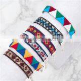 Fabric Boho Chic Bracelets Multicolor Cord Triangle Pattern Elastic 16.5cm Long thumbnail-3
