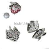 Copper Pendants Heart Halloween Owl Animal Antique Silver Pink Cat's Eye Glass Hollow Can Open 40mm x 32mm thumbnail-3