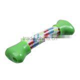 Plastic & Cotton Pet Products Chew Molar Knot Toy Durable Bone Green thumbnail-1