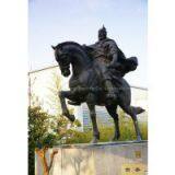 Modern Type Brass Golden Color Sculpture, General Bronze Statues for City Decor, Man and Horse Figurines thumbnail-2