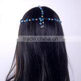 Two Row Wave Tassel Chain Crystal Charm Women Head Hair Headband Headpiece Hot thumbnail-4