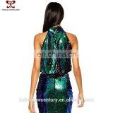 2015 Fahion Dress Luxury Dazzle Variable Malachite Green Sequins Neck Hung All Small Vest Hilum Sleeveless Female Evening Dress thumbnail-2