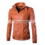 Wholesale Men PU Leather Motorbike Jacket Washed Slim Fit Leather Coat thumbnail-2