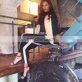 Ladies Fashion Trousers Design Women Office Wear and Casual Black White Vertical Stripes Pants thumbnail-5