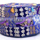 Traditional Indian Patchwork Embroidery Design Ottoman Pouf Cover thumbnail-1