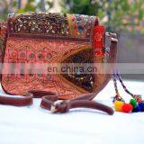 BANJARA BAG ETHNIC TRIBAL LOOK BAG HANDMADE EMBROIDERED COTTON CANVAS BAGS WITH POM POM TASSEL CHARM thumbnail-4