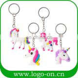 Newest soft PVC rubber unicorn keychain