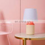 Modern Indoor Decorative Matte Salmon Pink Living Room Porcelain Light for Study With White Lampshade