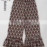 Wholesale custom printed leggings brown ruffle printed baby ruffle pants