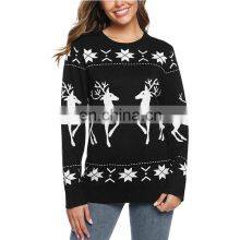 Women's Christmas Knitted Holiday Simplicity Reindeer Pattern Sweater