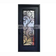 Custom Made Opening Glass Unique Scroll Design Single Panel Swing Raw Material French Entry Security Wrought Iron Exterior Doors thumbnail-1