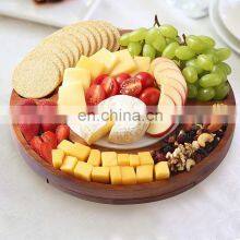 2021 New Design Round Wood Bamboo Chopping Blocks Cutting Board Slide Out Drawer Knives Set Kitchen Bamboo Cheese Board