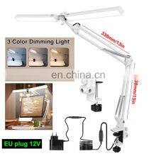 Double Head Task Lamp 24w Flexible Read Desk Lamp Modern Restaurant LED Swing Arm 10 Brightness Levels Clamp Task Lamp thumbnail-2