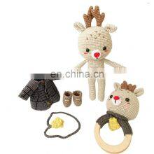 Handmade Amigurumi Reindeer Toy, Wooden Teether Ring, Crochet Reindeer Rattle Vietnam Supplier Cheap Wholesale thumbnail-5
