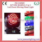 36*15W RGBWA 5 in 1 Led Zoom Led Moving Head Wash Light Moving Head Light DJ Lighting