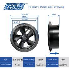 250FZY-DB 230V 400V AC Industrial Ventilation Exhaust Axial Flow Air Cooling Radiator Fan
