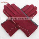 Lady's New Style Affordable Leather-woolen Gloves With Supersoft Polyester Lining thumbnail-2