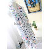 Hot Selling Korean Navy Star Printed Colorful Tassels Fashion Ladies Scarf thumbnail-3