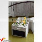 Set 3 Antique White Wood Box Handmade Container With Blackboard