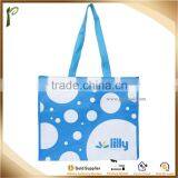 Popwide newest 2014 Blue Dot Printing PP supermarket shopping bag, shopping bag design