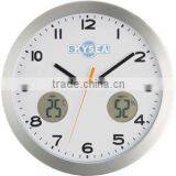 14 Inch Metal Wall Clock, Luminous Clock, Round Clock With Weather Station thumbnail-1