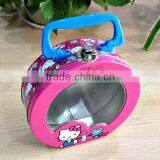 Hello Kitty Handled Lunch Round Tin Box With Window Quality Choice