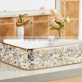 YL-78016GS Rectangular golden silvery Ceramic countertop art wash basin