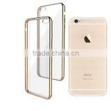 Luxury Ultra Slim Gold Plating Crystal Clear Tpu Case for Iphone 6 Transparent Soft Phone Bag Cover thumbnail-3