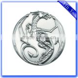 Wholesale Custom 3D dragon logo engraved silver souvenir coin