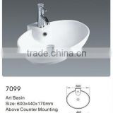 round Ceramic art basin above counter mounting