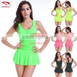 Skirt Cover Belly Thin Waist Siamese Swimsuit Sey Girls Gather Spa Conservative Swimwear thumbnail-1