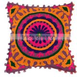 Suzani Embroidered Cushion Cover 16" Vintage Pillows Ethnic Decorative Shams Boho Throw