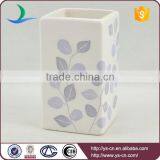 4pcs White Leaf Design Decal Ceramic Bathroom Accessories thumbnail-4