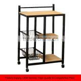 Metal Microwave Serving Cart With 3 Tier Kitchen Storage thumbnail-1