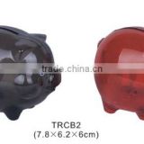 Colorful Clear Glass Chubby Pig Piggy Bank Saving Money Coin Box gift for Kids