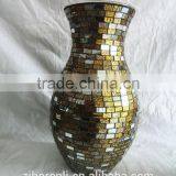 Brown Mosaic Antique Flat Round Glass Vase thumbnail-4