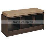 3-Cube Storage Bench With Cushion Seat MDF Wood Shoe Organizer Shoe Rack Home Entryway Storage Bench thumbnail-2
