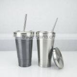 stainless steel tumbler cups with slider lid and straw