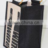 Four Bottle Juco Wine Bag With Wooden Cane Handle thumbnail-4