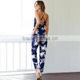 Women's Deep V Neck Floral Print Jumpsuits Chiffon Bodycon Playsuits Sexy Ladies Rompers thumbnail-3