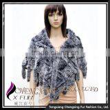 CX-B-23B Wholesale Ladies Fashion Rex Rabbit Fur Poncho Shawl/ Clothes Womens thumbnail-4