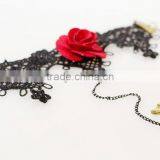 Beautiful Rose Charm Jewelry Sets Lace Flower Bracelet Wrap With Diamond Ring thumbnail-3