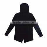 Mens Slim Fitted Long Hooded Cool Black Outerwear Jackets thumbnail-4