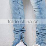 Drop Skinny Indigo Blue Biker Denim Joggers thumbnail-2