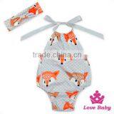 Summer Ocean Style Halter Sleeveless Design Retro Cotton Baby Girls Vintage Climbing Floral Romper thumbnail-2