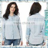 Chinese Manufacturer Girls Sexy Bleaching Wash Jean Shirt thumbnail-3