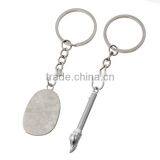 Couple Brush Pen & Inkstone Silver Tone Message "Love You" Carved Enamel Fuchsia Key Chains Key Rings thumbnail-2