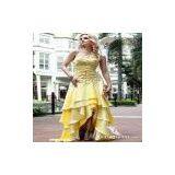 Short Front and Long Back Yellow Dresses for Party 30595 thumbnail-2
