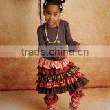 Purple Stripe Floral Girls Wear Clothes Sets Boutique Clothing thumbnail-6
