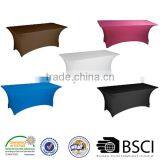 6' Folding Table With Fitted Stretch Table Cover and Rectangle Tablecloth